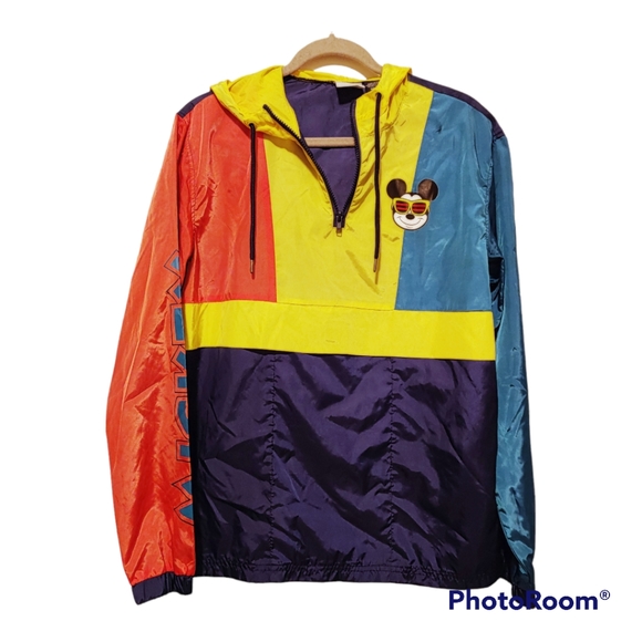 Disney Jackets & Blazers - Vintage Disney Mickey Mouse Windbreaker Pullover Jacket Sz SM